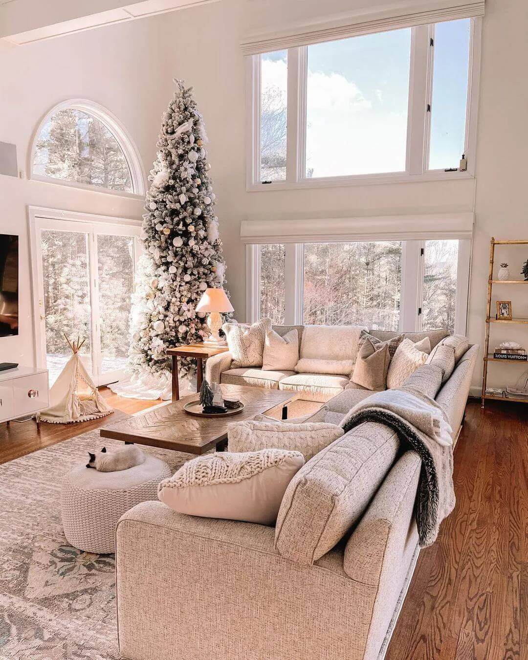 12' King Flock® Slim Artificial Christmas Tree Unlit