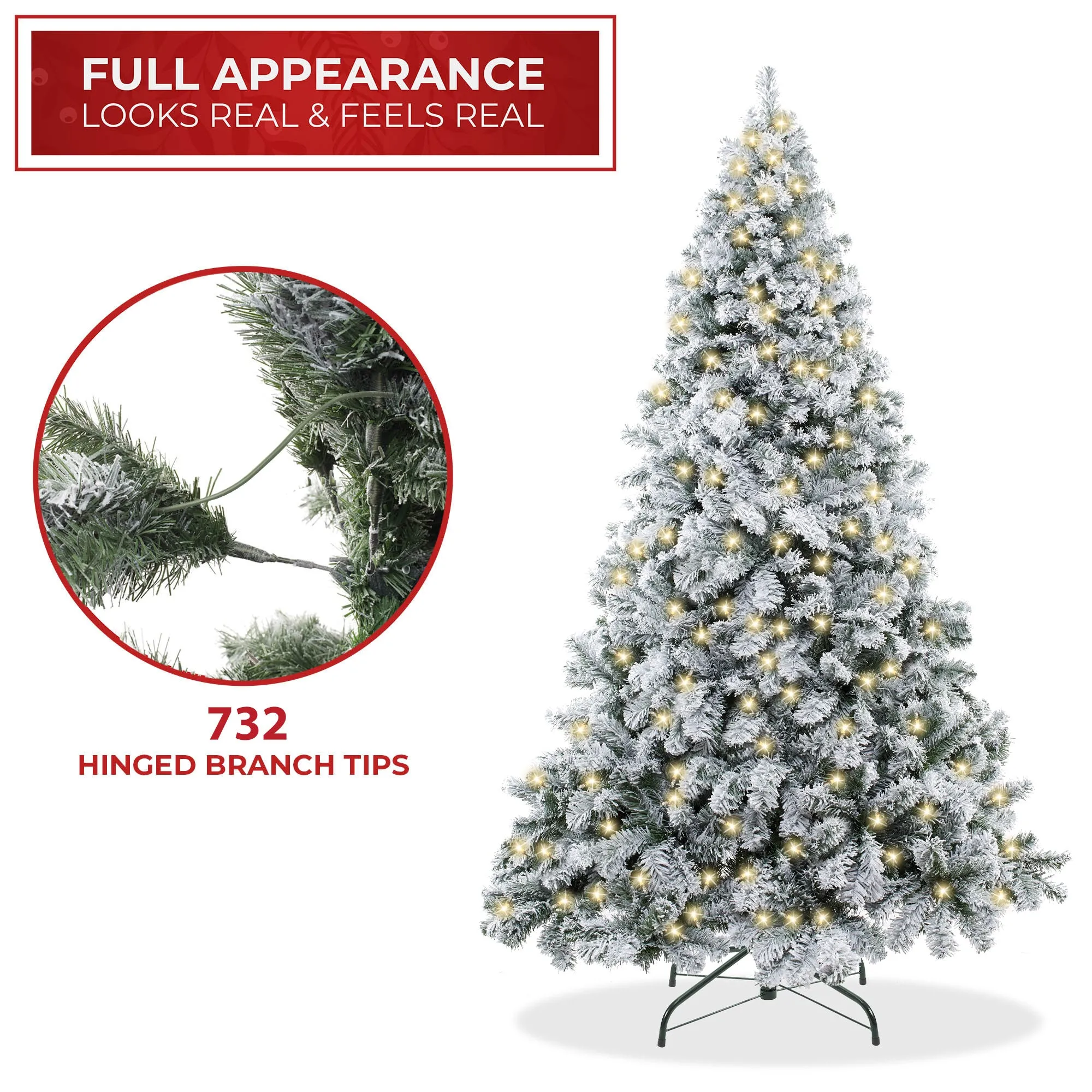 Artificial Flocked Christmas Tree, Snow-Flocked Pine with Stand