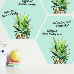 Pineapple Crown Dry Erase Hexagon Peel and Stick Wall Decals