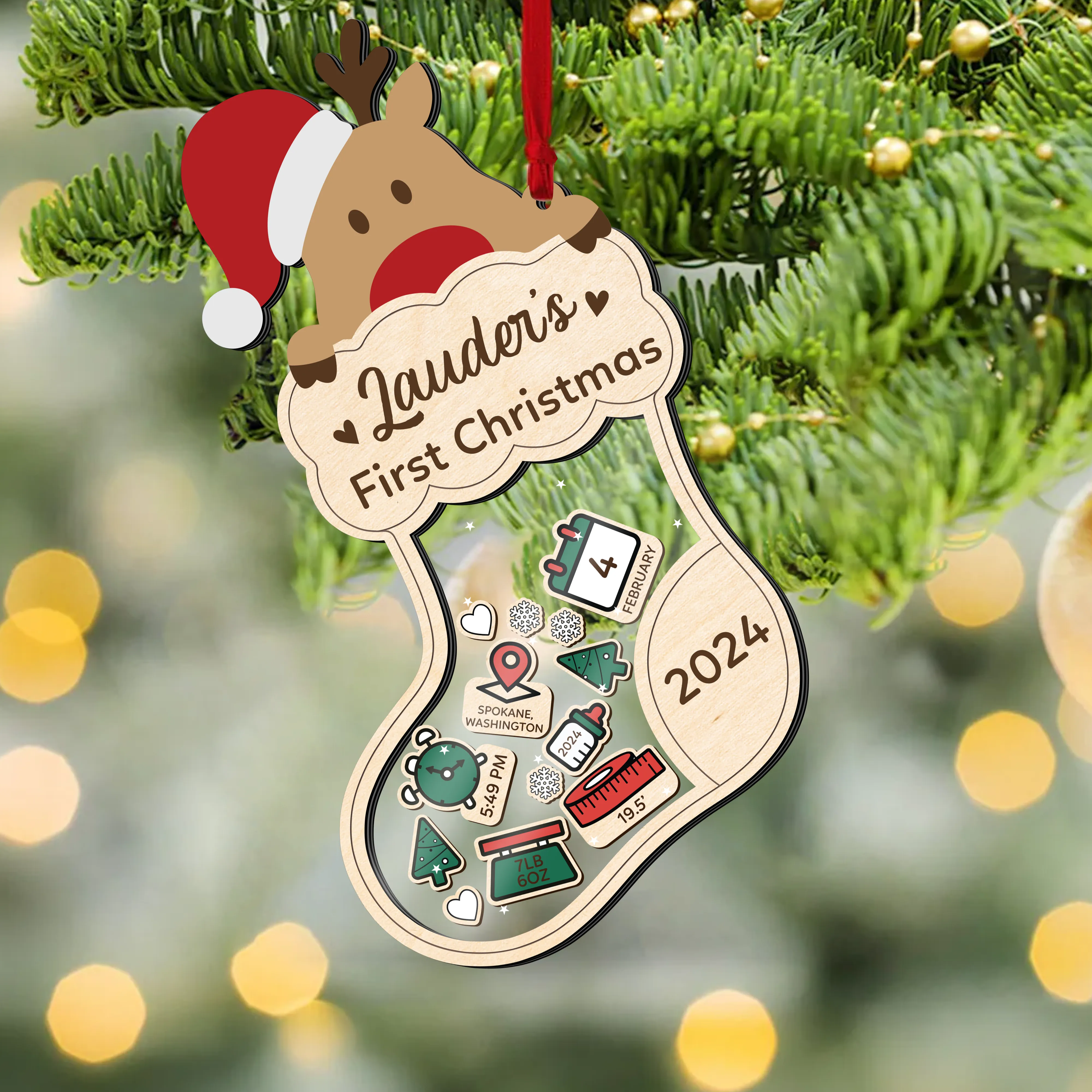 Reindeer Baby's First Christmas Ornament 2024, Shake Babies Ornament CF136